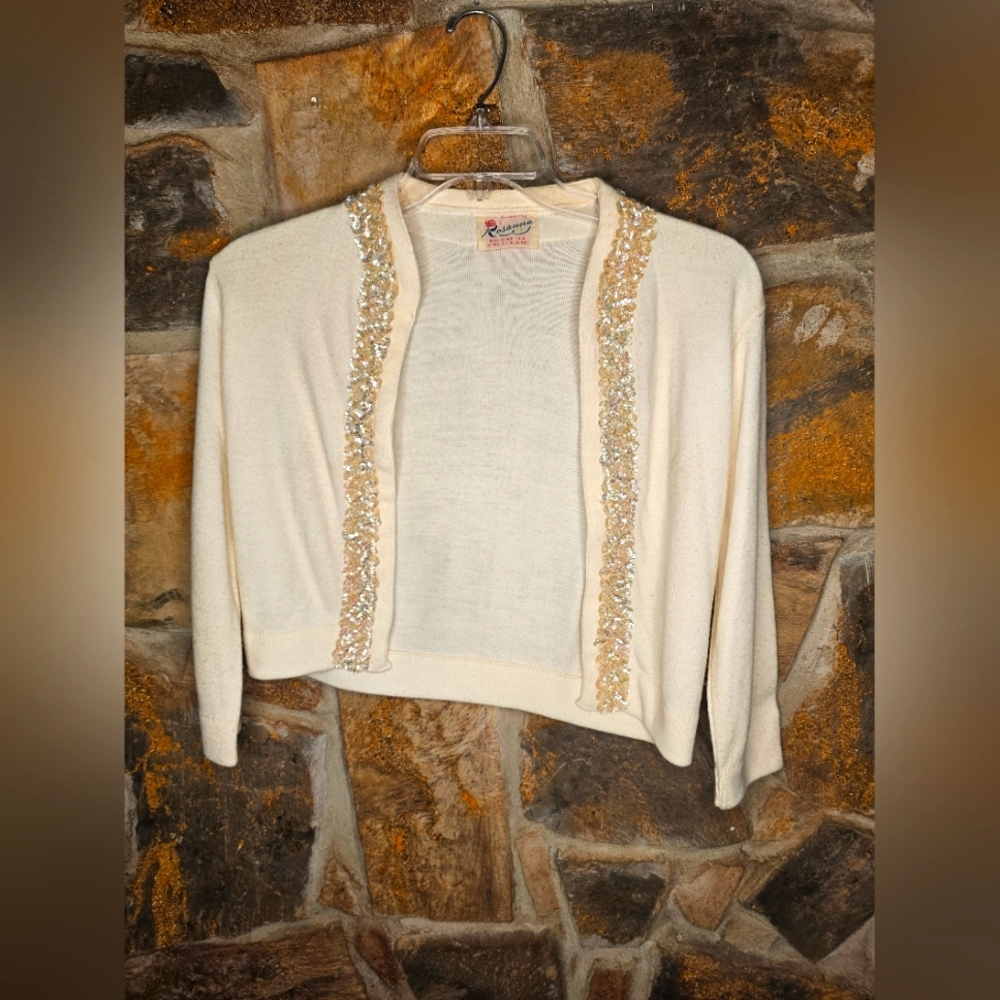 1950's acrylic sequined sweater fashion by rosanna